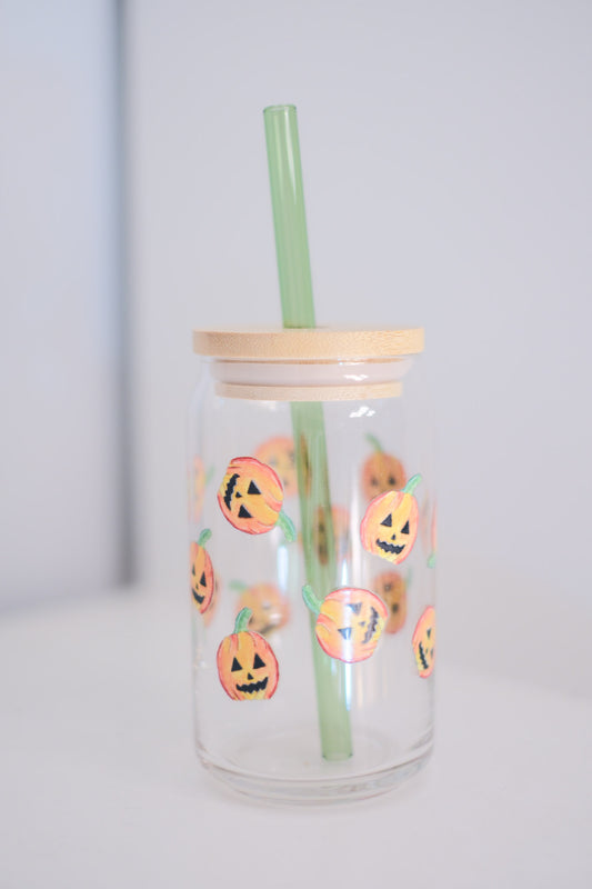 Halloween Pumpkin Can Glass