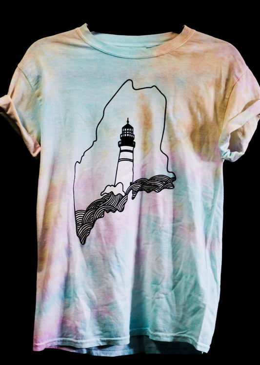 Maine Lighthouse Tie-Dye Tee