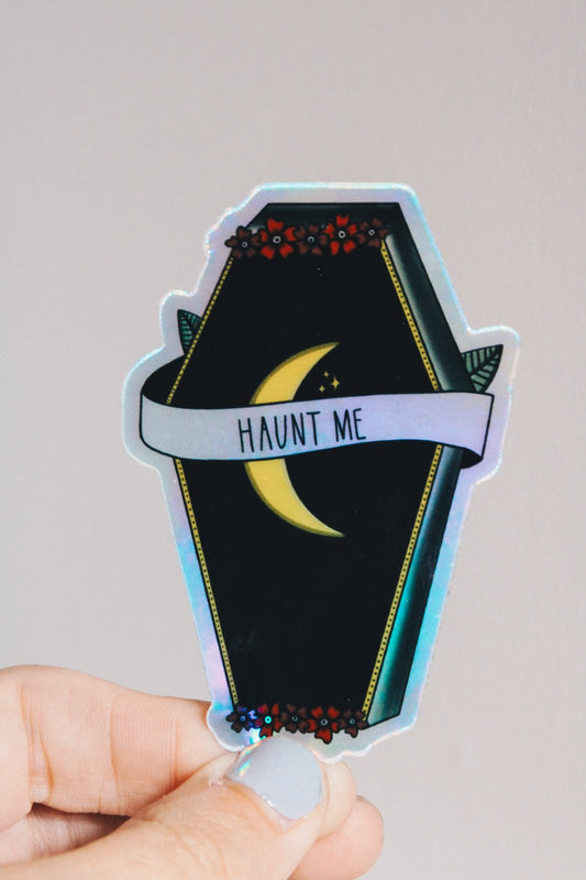 Haunt Me Coffin Holo Sticker