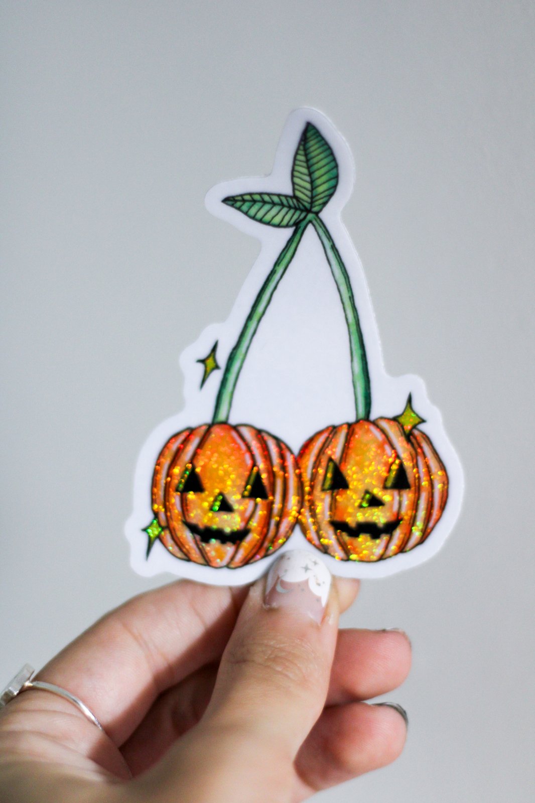 Pumpkin Cherry Glitter Sticker