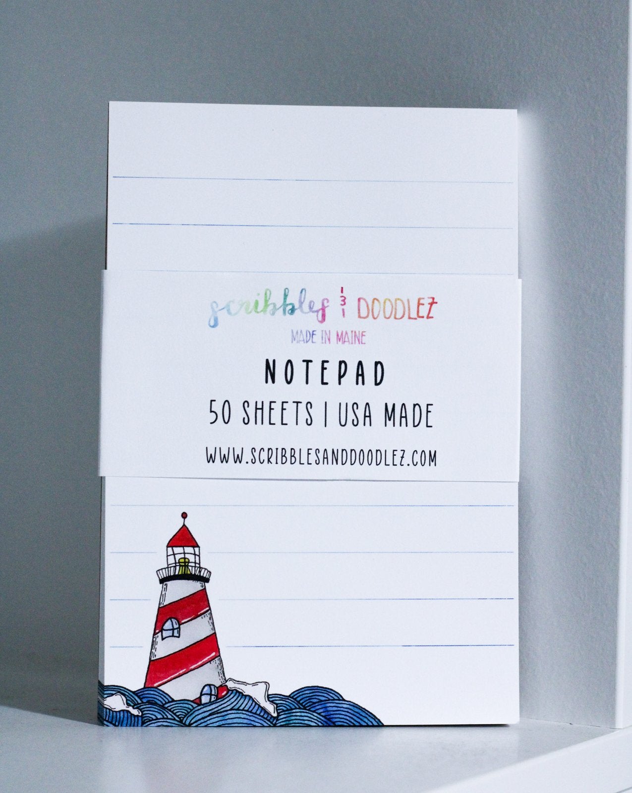 Lighthouse + Wave Lined Notepad