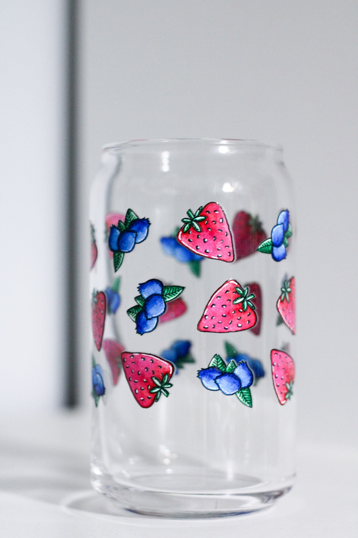 Blueberry and Strawberry Can Glass