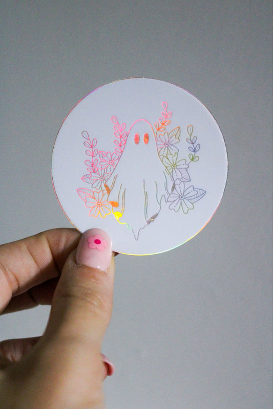 Ghost Floral Holo Sticker